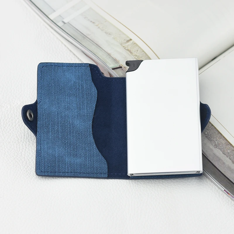 Casekey Jeans из искусственной кожи RFID металлический бумажник для мужчин|Держатели
