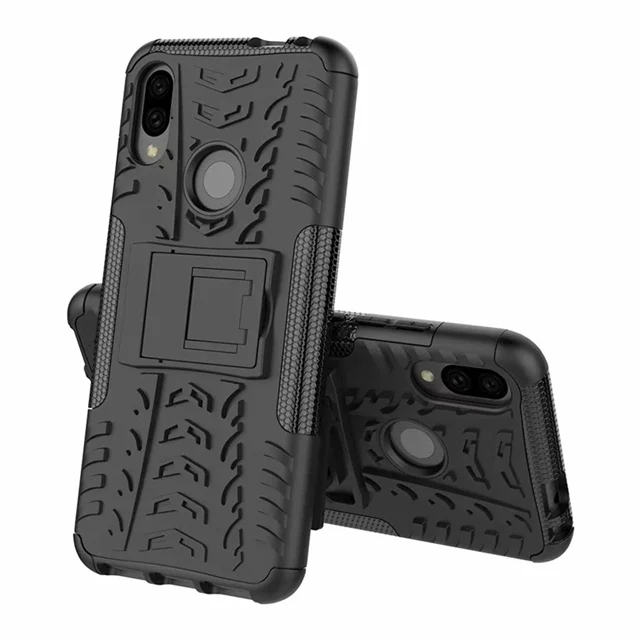 Black Redmi Note 7 Shockproof Armor Hard Case For Xiaomi Redmi Note 7 Pro 6.3" Phone Protector with Stand Cover On REDMI Note 7 Case - Цвет: Black