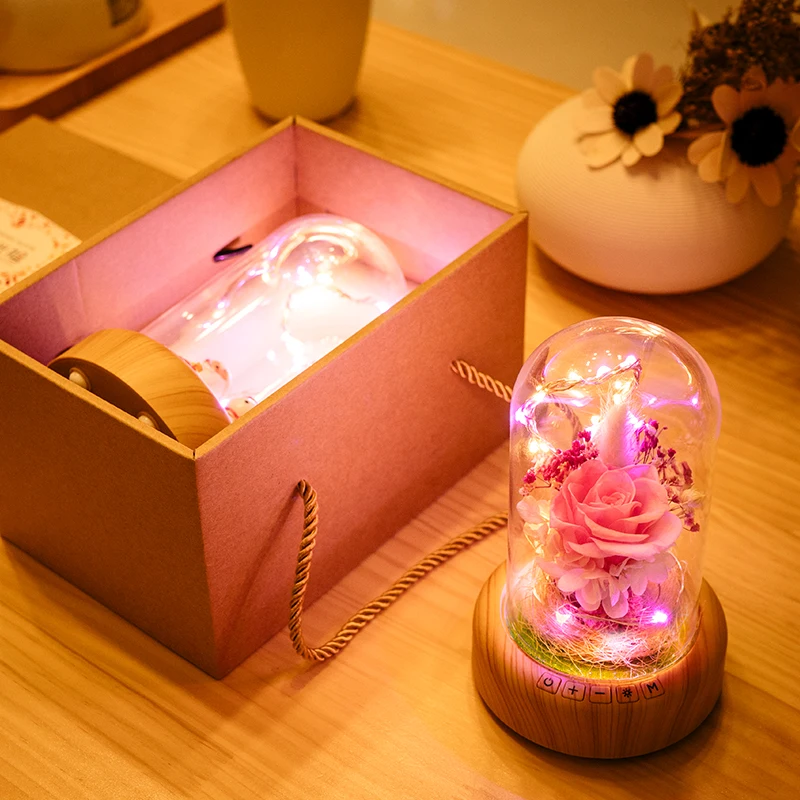 

LED Night lamp decorate dream bluetooth voice Speaker Christmas Ever-fresh flower creative music box rechargable desk light gift