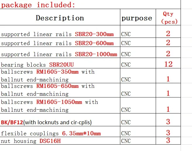 300 600 1000 SBR20 3 SBR16 Линейный Направляющая+ 3 ШВП RM1605+ 3BK/BF12+ гайка Корпус+ муфты для ЧПУ маршрутизатор/Фрезерные станки - Цвет: 300 600 1000 SBR20