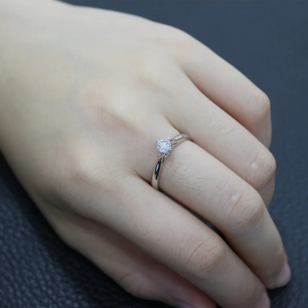 Женское кольцо с натуральным бриллиантом LASAMERO 0.31CT FG/SI круглой огранкой подарок 18