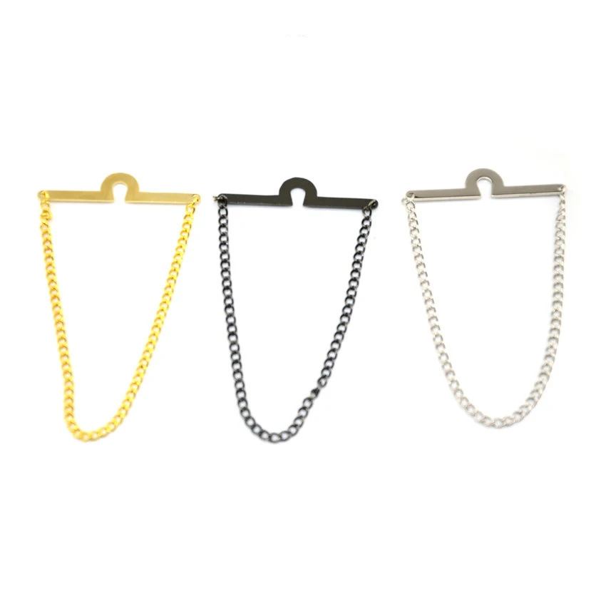 New arrival 2 color Men Stylish Shirt Collar Clip Bar Pin Chain Tie Brooch Necktie Clips | Украшения и аксессуары