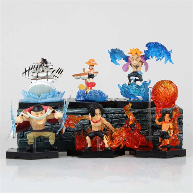 

Аниме One Piece Portgas D Ace Marco Whitebeard Эдвард Ньюгейт ПВХ фигурку Коллекционная модель детские игрушки кукла 6 шт./компл.