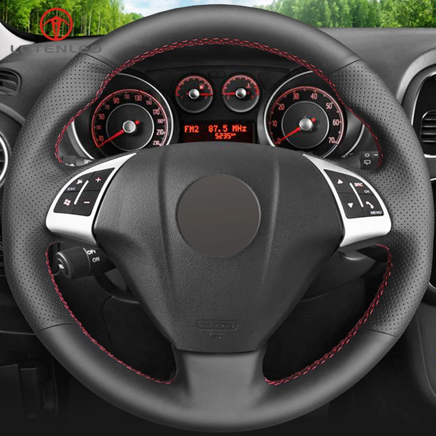 LQTENLEO черный чехол рулевого колеса автомобиля из натуральной кожи для Fiat Punto Bravo Linea 2007- Qubo Doblo 2008- Grande Punto
