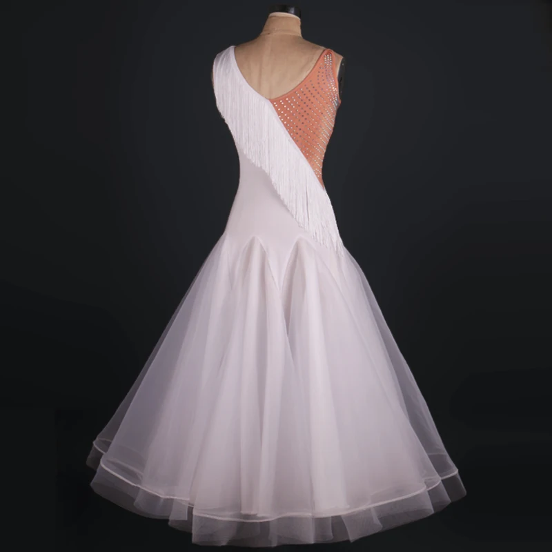 Бальный вальс конкурсные танцевальные платья Новый дизайн кисточкой без рукавов