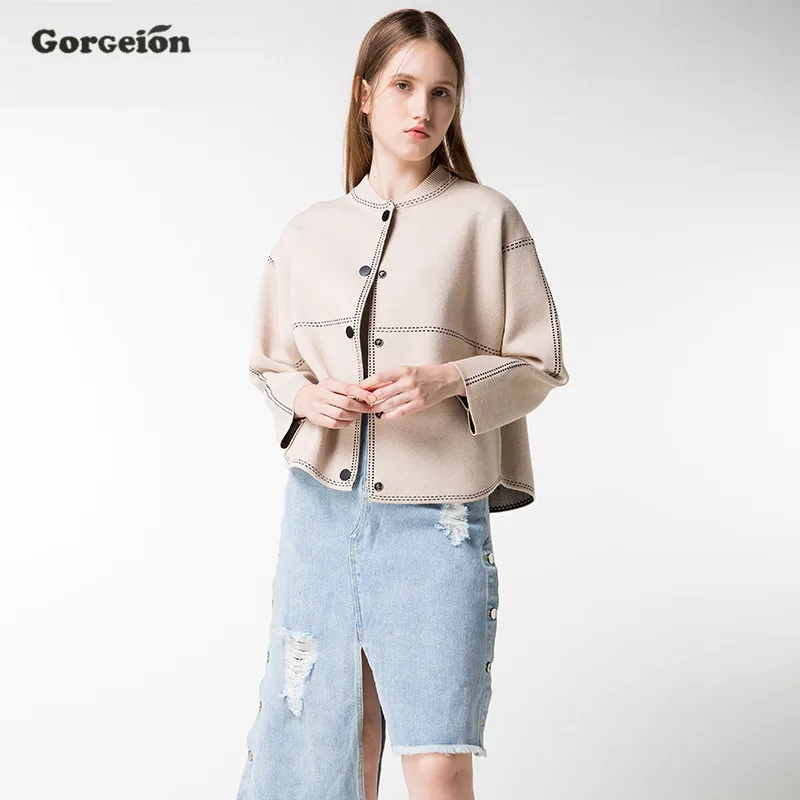 Gorgeion 2017 Spring Autumn Long Sleeve Sweater Knitted Cardigan Women Female Single Button Femme Black Brown MY-02 |