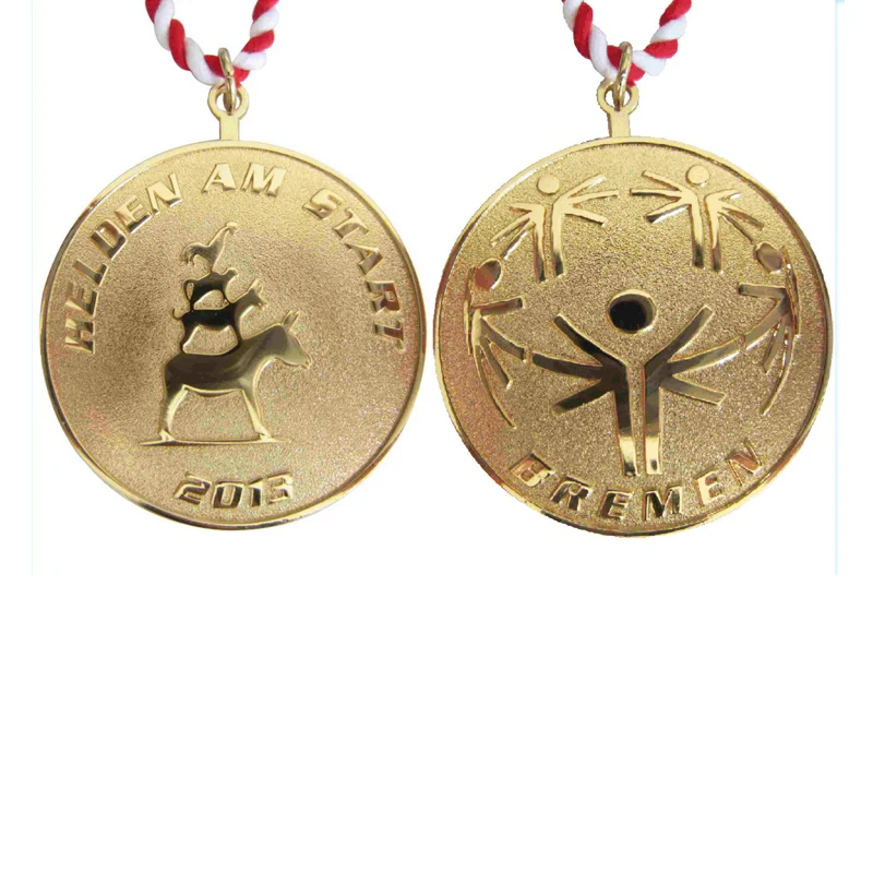 

2018 New Design Promotion Gift Zinc Alloy Gold/Silver/Brass Sports Medals with Ribbon