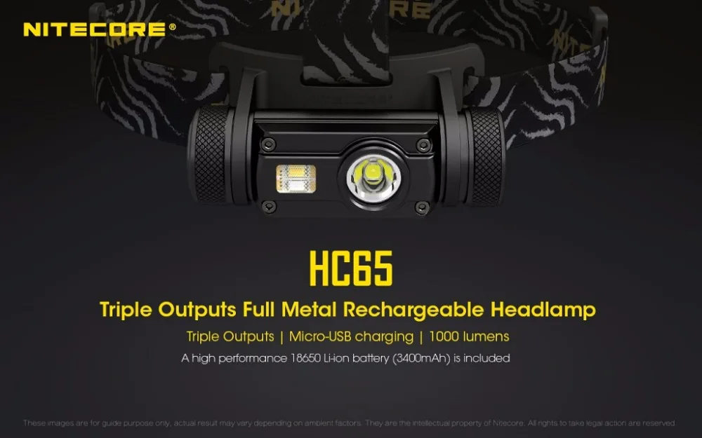 Налобный фонарь NITECORE HC65 USB с аккумулятором 1000 мА · ч | Лампы и освещение