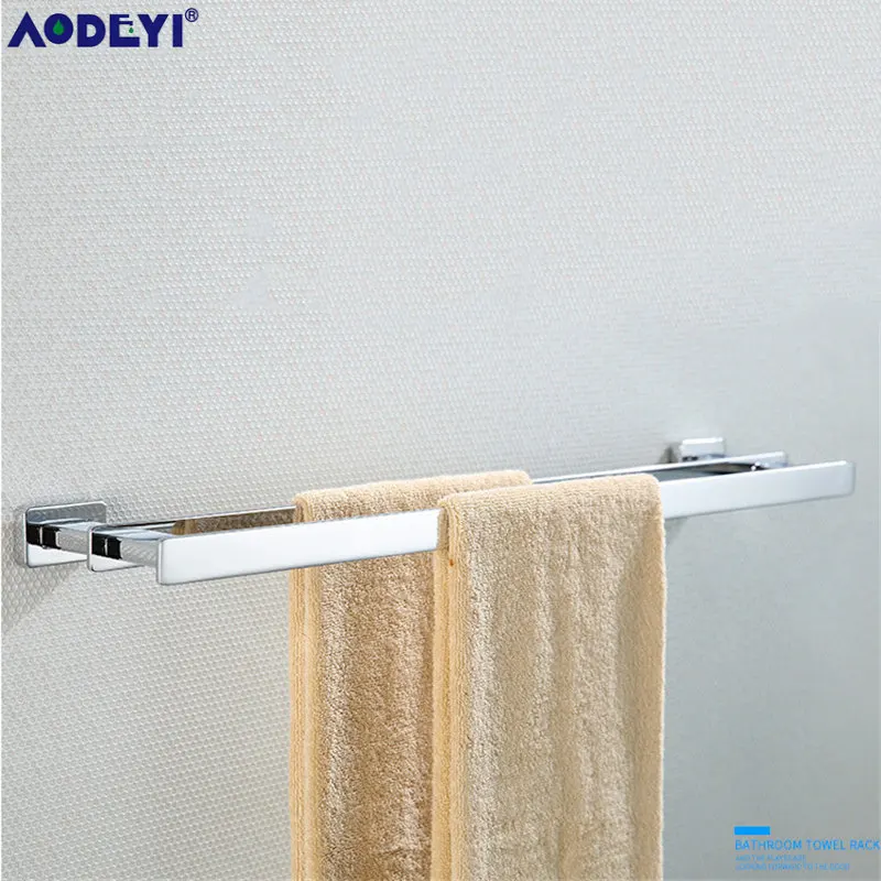 Double Towel Rack AODEYI набор аксессуаров для ванной комнаты, Твердый латунный крючок для халата, вешалка для полотенец, барная полка, держатель для бумаги, мыло, хромированные аксессуары для ванной комнаты - Цвет: Double Towel Rack