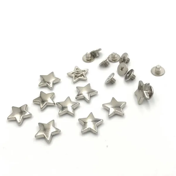 Silver 20 шт. 12 см цветные звезды винтовые заклепки конусы металлические заклепки кожа ремесло DIY пятна Гвоздика в стиле панк рок одежда для шитья декорат - Цвет: Silver