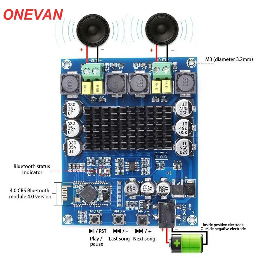 2x120 Вт Мощность Bluetooth двухканальный цифровой усилитель модуль TPA3116D2 XH-M548 аудио