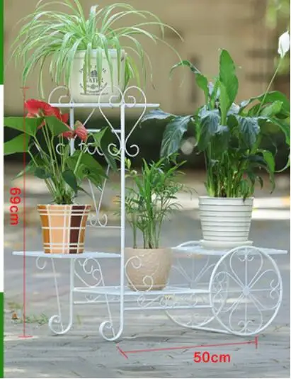 K Flower shelf indoor home multi-layer wrought iron flower pot rack balcony rack floor-standing living room rack plant rack - Цвет: K
