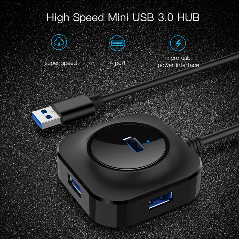 Высокоскоростной 4 порта USB 2,0 3,0 концентратор портативный usb-хаб разветвитель 0,25 м 1 м 2 м для компьютера ПК ноутбука
