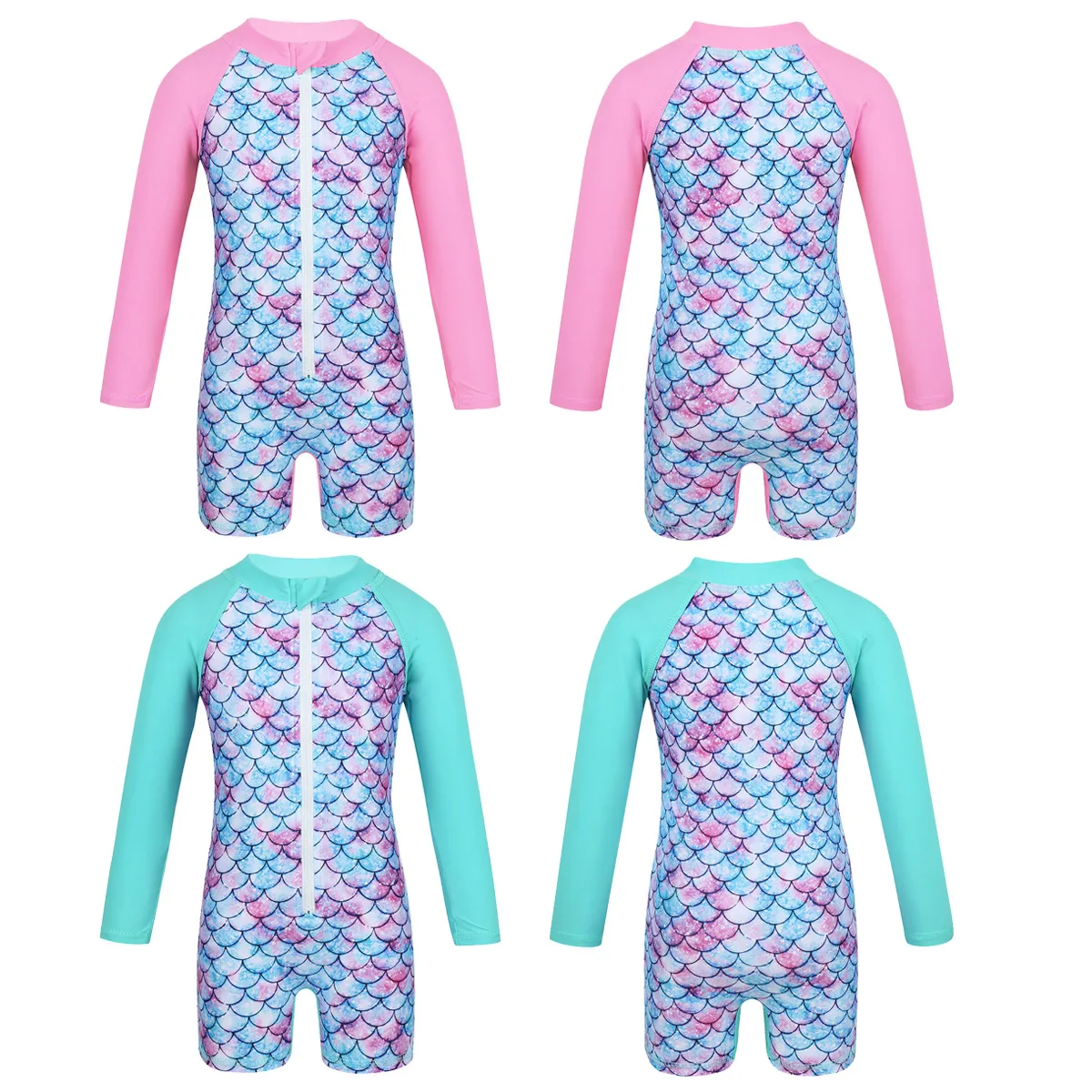 TiaoBug детский купальник с длинным рукавом принтом рыбья чешуя