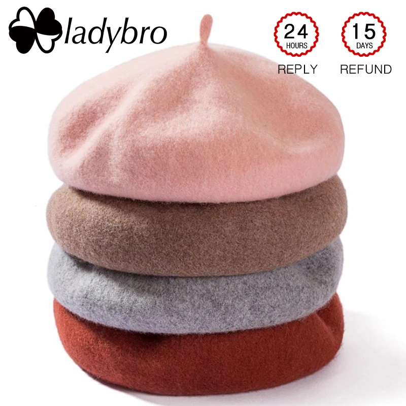 

Женский шерстяной берет Ladybro, мягкая теплая кашемировая шапка в стиле художника, на осень и зиму, Повседневная Дамская шапка