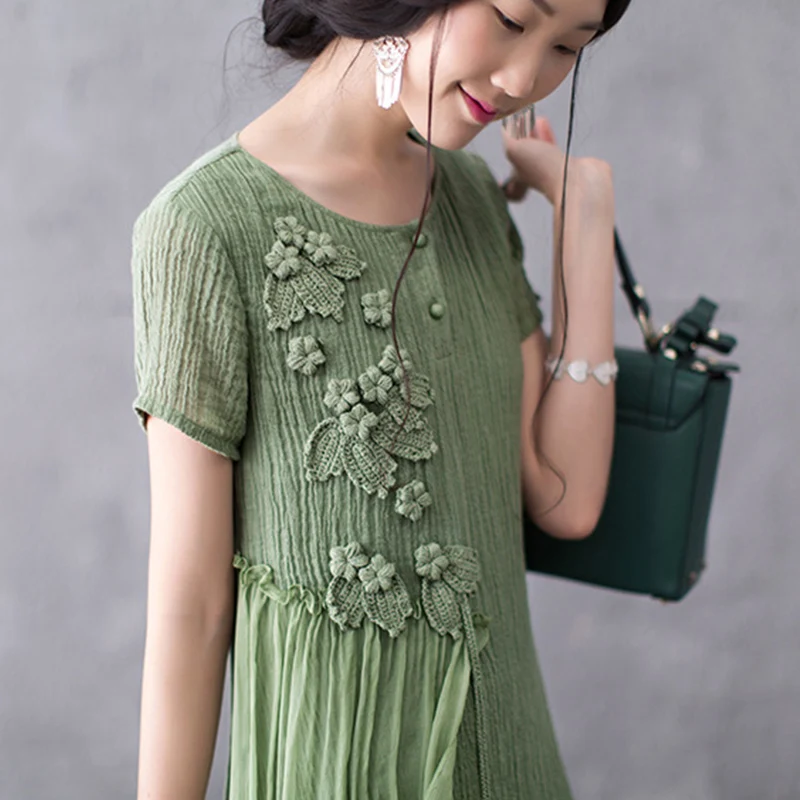 Женское винтажное Хлопковое платье макси свободное повседневное с принтом