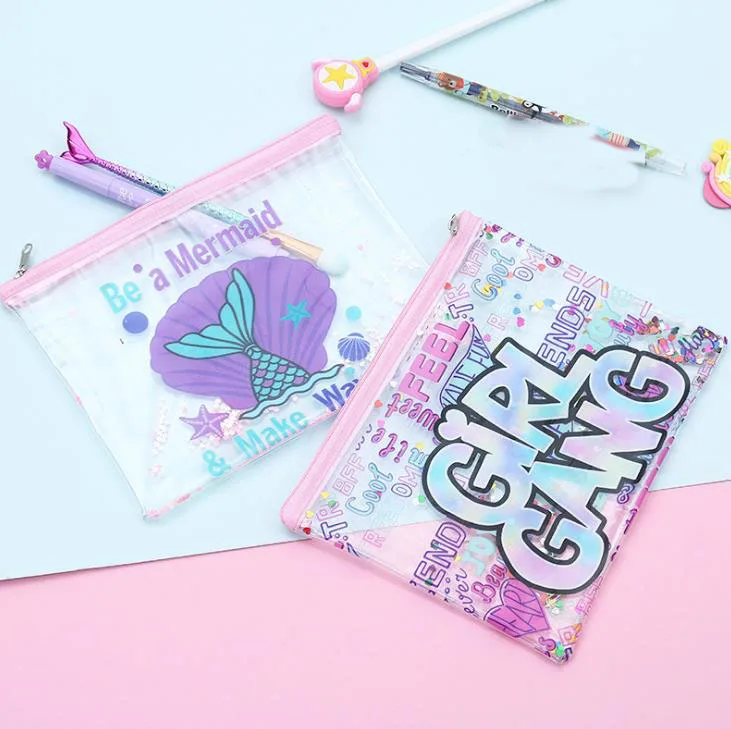 Милый прозрачный водонепроницаемый пенал для девочек с радужной единорогом