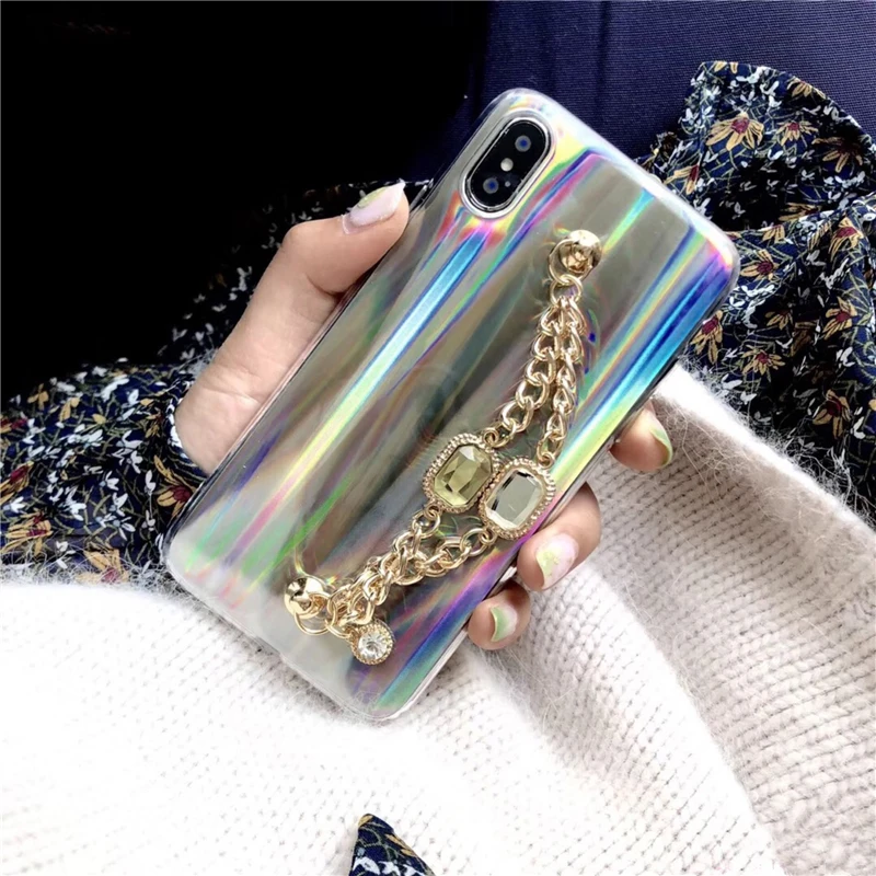 Роскошный модный блестящий браслет с бриллиантами для iphone 6 6s 7 8 plus X XS MAX XR мягкий