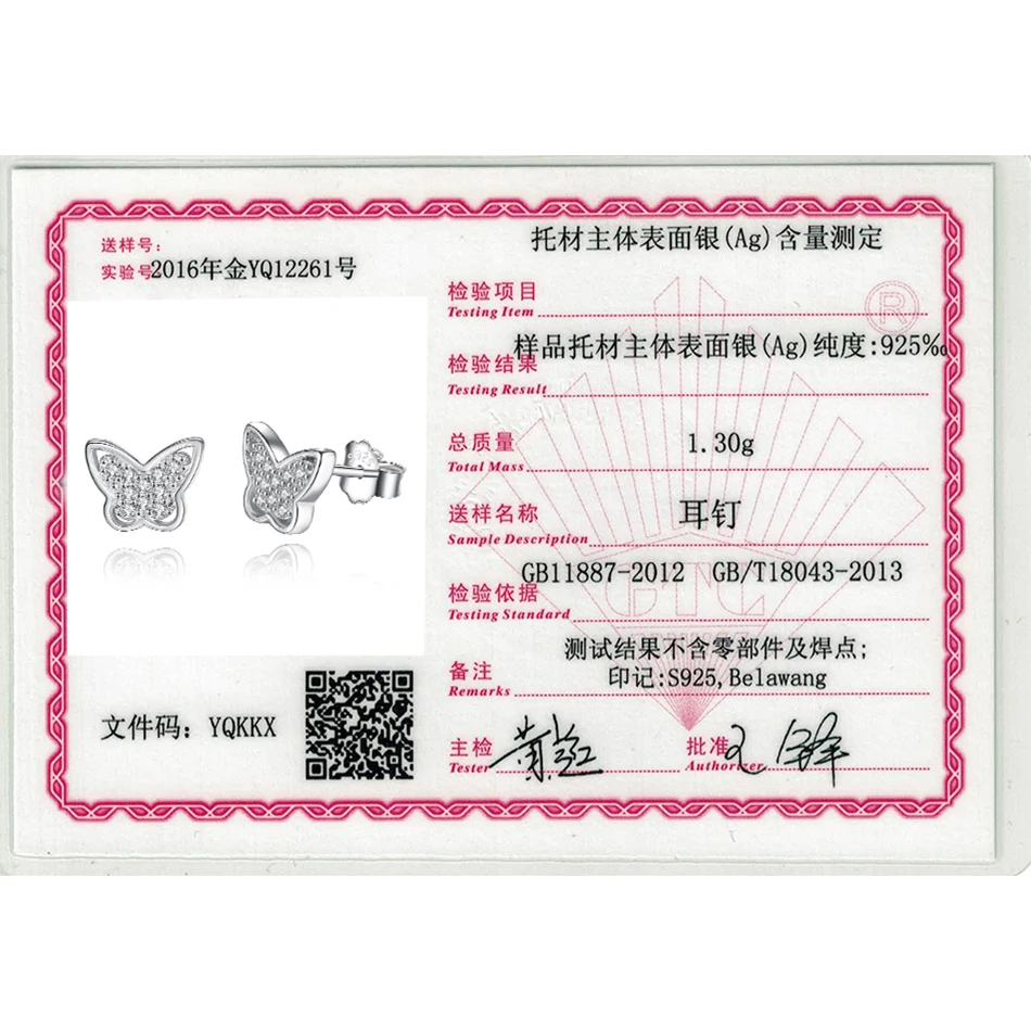 FOREWE 925 стерлинговые серебряные серьги в виде бабочек с прозрачными фианитами