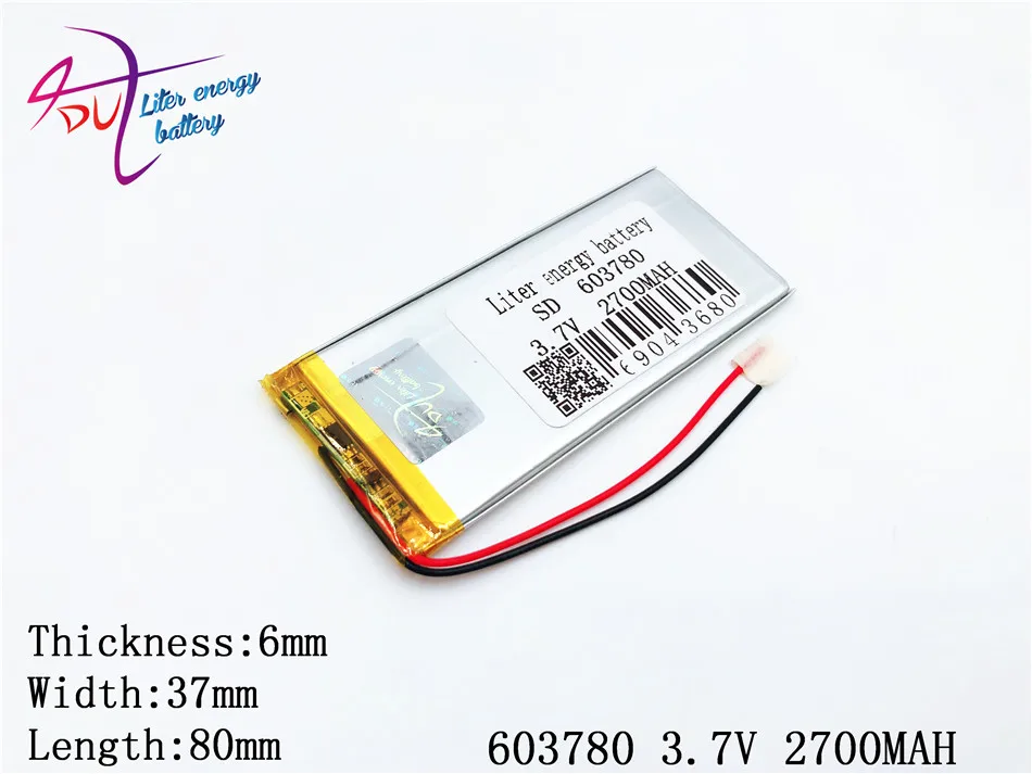 3 7 V 2700 mAh 603780 литий полимерный Li Po ионно литиевый аккумулятор ячейки для Mp3 MP4 MP5 gps