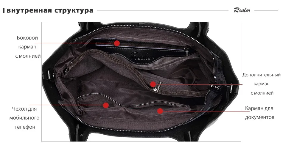 REALER женские сумки на ремне новая классическая женские сумки через плечо модных дизайнеров однотонные женские сумки сплит кожа высокого качества черный