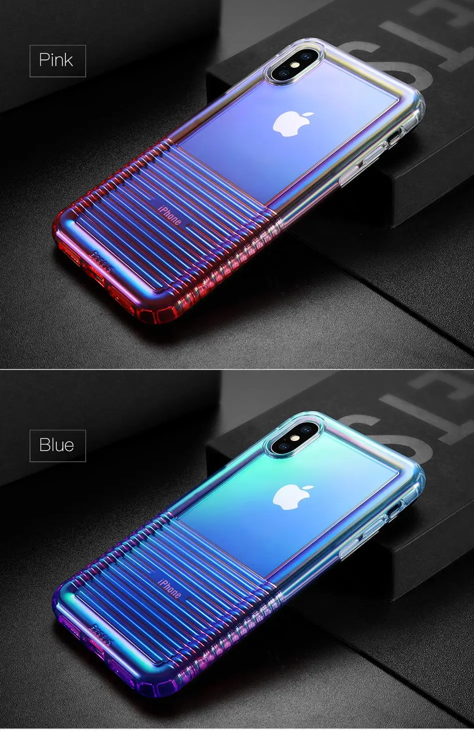 Градиентный телефонный чехол Baseus для iPhone Xs Max, Xr, X, S, R, Xsmax, противоударный мягкий силиконовый чехол-накладка для iPhone X, Max, Fundas