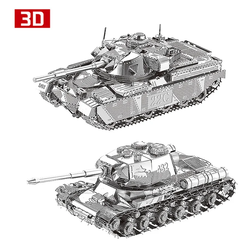 2 шт. 3D металлический нано-головоломка JS-2 Iwan большой с колокольней для девочек вождя MK50 Танк собрать модель набор "сделай сам" 3D лазерная резка игрушка