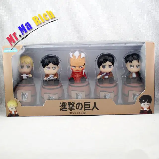5 шт./компл. Милая атака на Титанов Shingeki No Kyojin Levi Eren Mikasa Копилка Статуэтка аниме из поливинилхлорида фигурка Brinquedos детские игрушки
