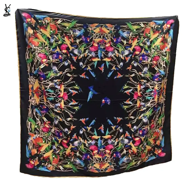 Женский Шелковый платок с принтом зебры крокодила слона воробей тропических