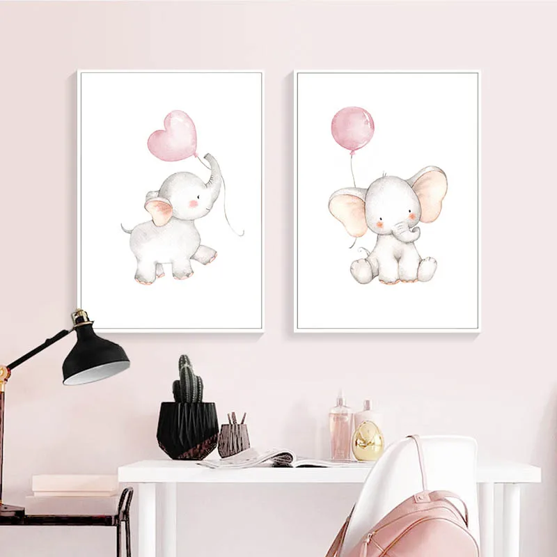 Детская Настенная картина для детской комнаты Постер со слоном и воздушным шаром