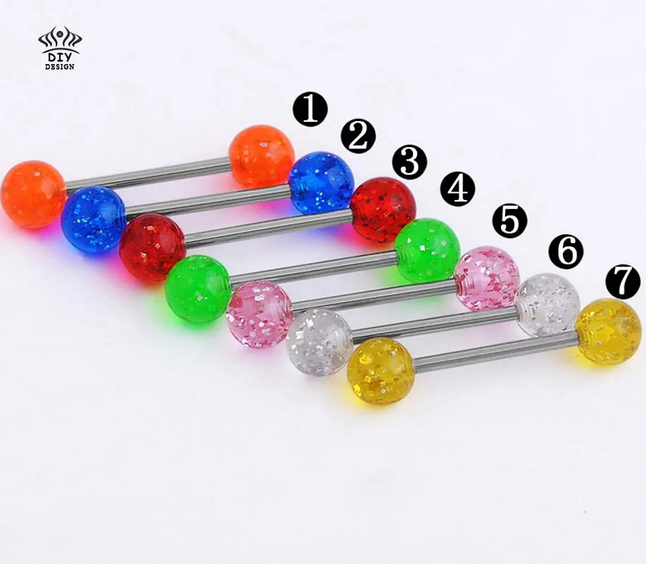 14 шт. Лидер продаж блестящие стержни для сосков с язычком кольцо 316L пирсинг из
