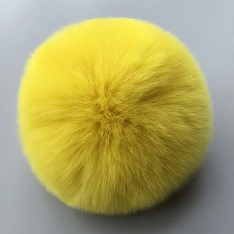 yellow Оригинальная Заводская горячая Распродажа, брелоки, аксессуар из натурального кроличьего меха, помпон, плюшевая сумка, подвеска для автомобиля, брелок EH642 - Цвет: yellow