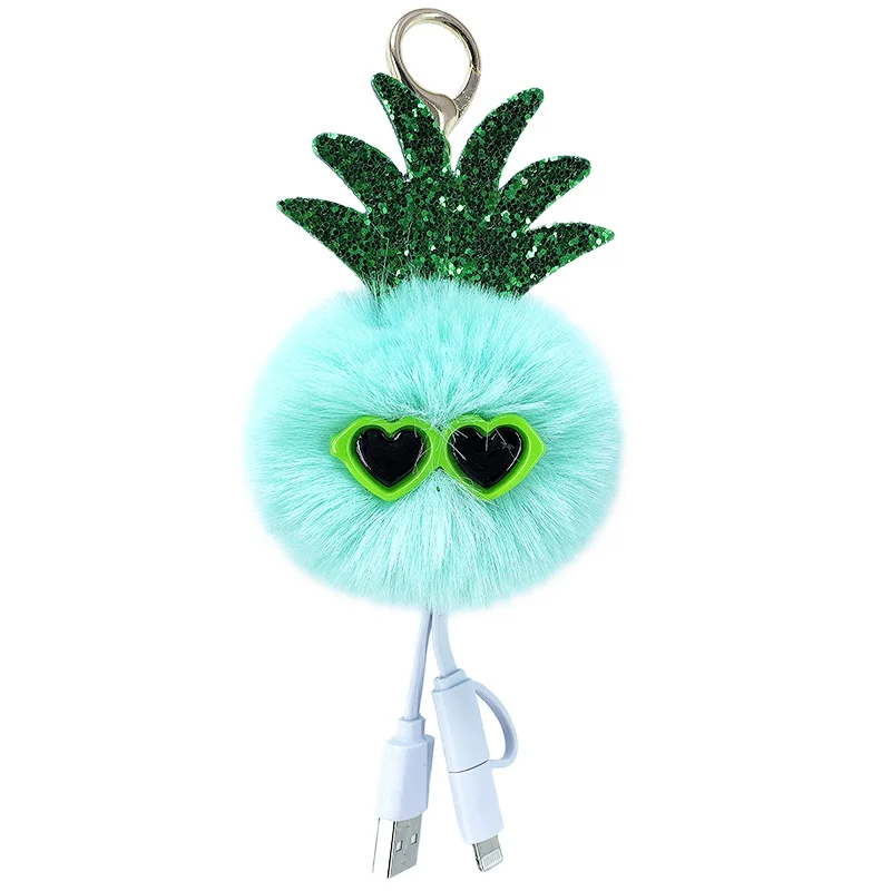 New Creative Sunglasses pineapple Cell phone data cable hair ball key buckle lady bag small pendant creative small gift