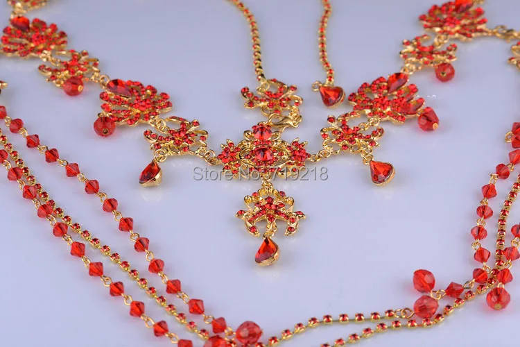 Бохо Роскошные Красные/белые/золотые кисточки Хрустальный лоб Свадебная оптовая