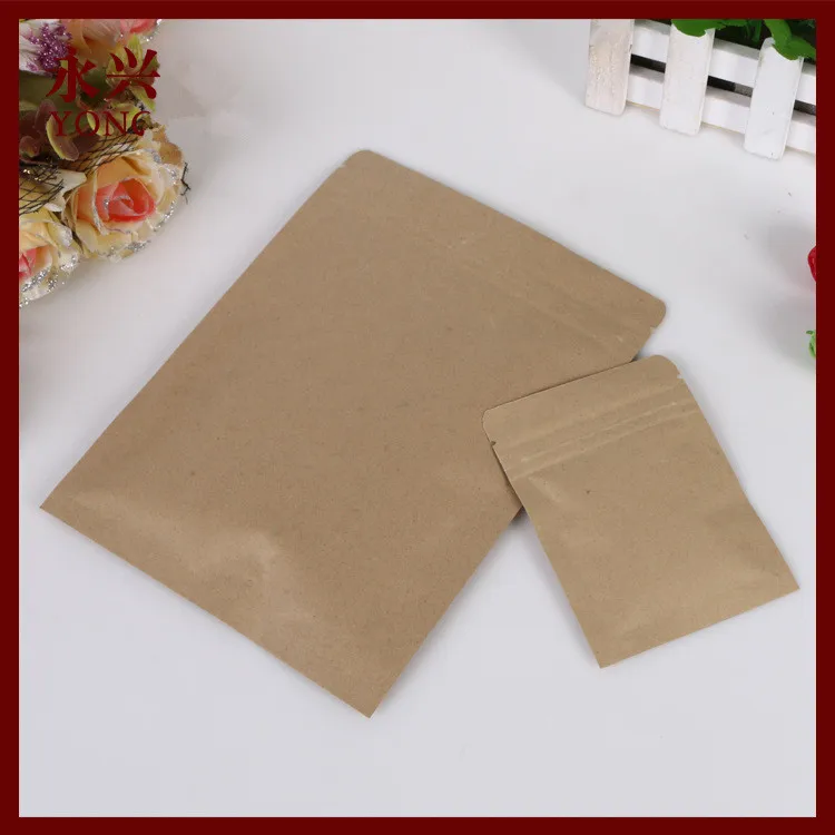 500pcs 15x24cm Flat Brown Kraft Paper Bag No Window Not Stand Up Zipper/zip Lock Jewelry Packaging Paper Bags For Gifts/tea Bags