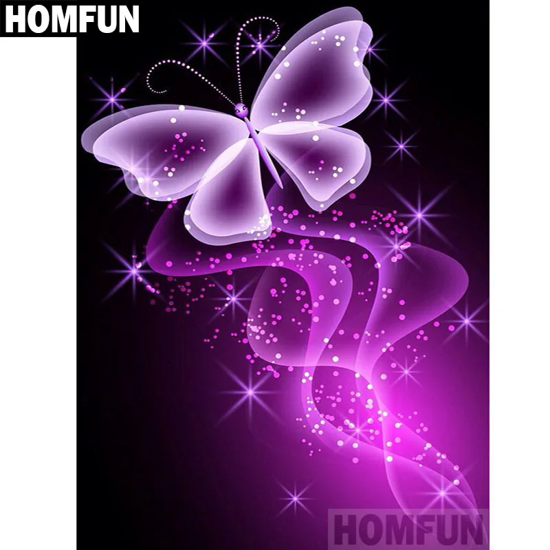 HOMFUN 5D алмазная &quotФиолетовая бабочка&quot Алмазная вышивка полностью