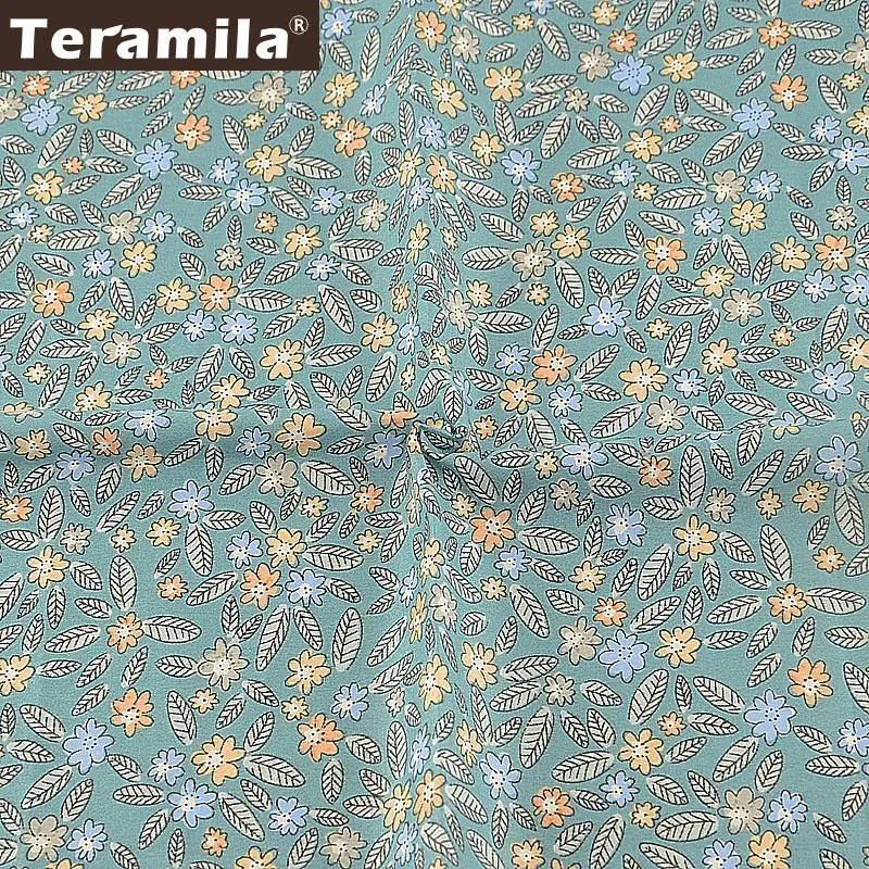 Ткань Teramila с дополнительным размером зеленая ткань 100% хлопок для шитья цветочная