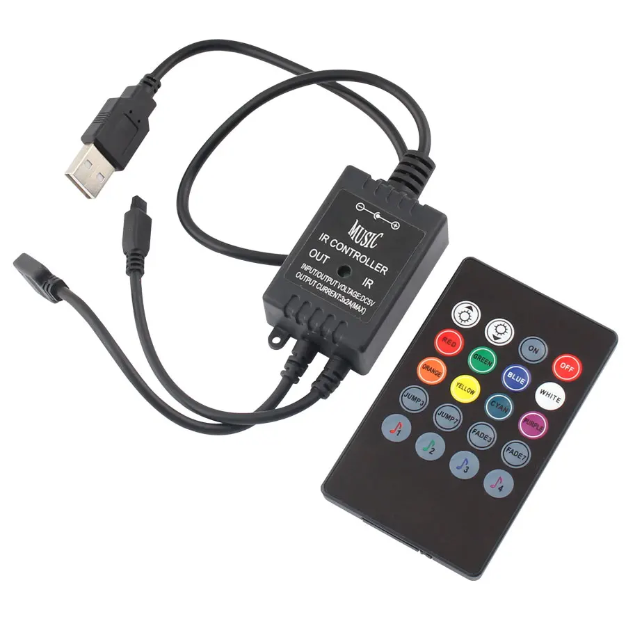 5 в музыка IR RGB USB контроллер 20 клавиш голосовой звуковой датчик практичная