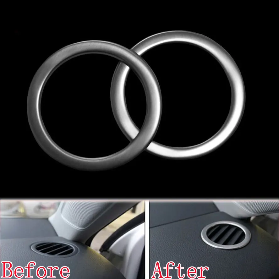 Stainless 2Pcs Interior Chrome Air Vent Outlet Cover Trim Ring Decoration Fit for VW Sagitar Jetta MK6 2015-2016 Car Styling