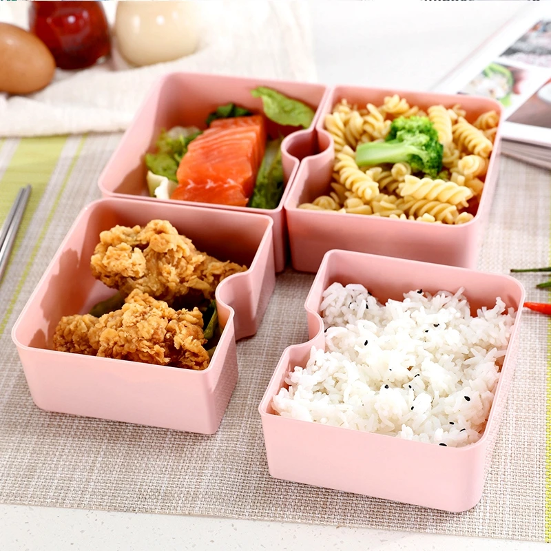Microwave lunch box Leakproof Double layer Large Capacity Bento Box Set For Heated Food Containers Rectangular hand strap cover | Дом и сад