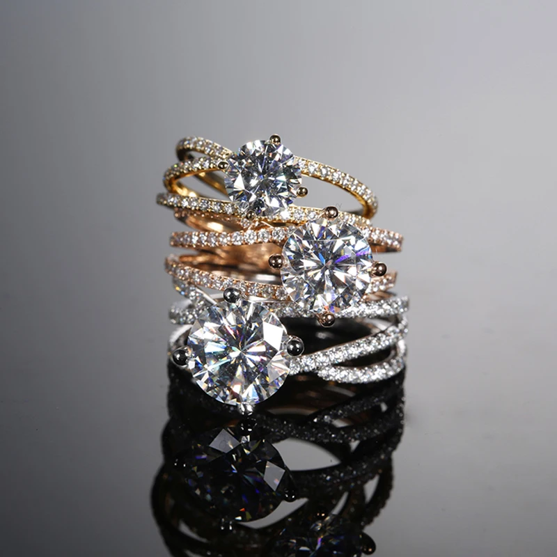 100% 18K 750Au Золотое кольцо Moissanite обручальное d цвет с национальным сертификатом MO