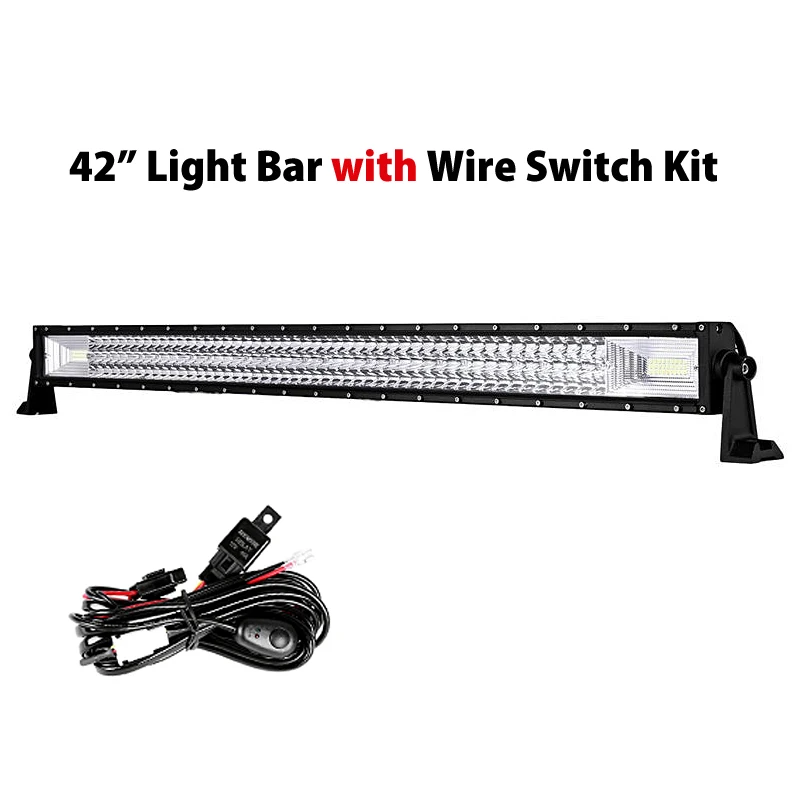 42inch with switch Oslamp 42 дюйма 594 Вт трехрядный светодиодный светильник для бездорожья светодиодный рабочий светильник комбинированный луч DC12v 24 в грузовик внедорожник 4WD 4x4 внедорожный светодиодный светильник - Цвет: 42inch with switch