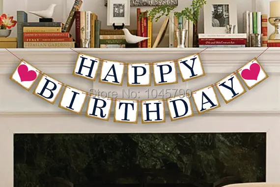 Бесплатная доставка 1 шт. золотой баннер на день рождения фотография | Дом и сад