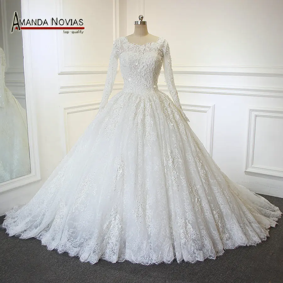 Кружевное свадебное платье с длинным рукавом Amanda Novias роскошное | Свадьбы и