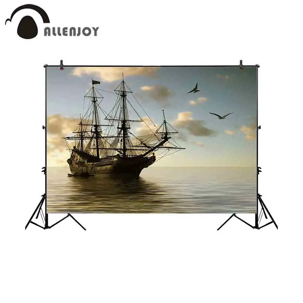 Allenjoy фон для фотостудии парусник пейзаж пират Чайка море фотосъемки