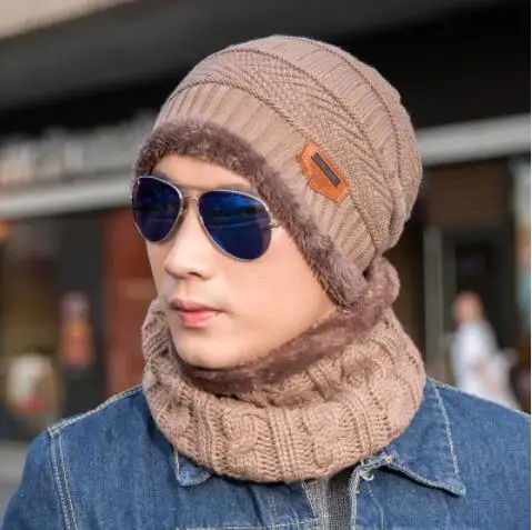 light brown Новинка, Балаклава, зимняя, женская, мужская, Skullies, шерстяная, вязаная, Балаклава, шапка, маска ниндзя, теплый плюшевый Карманный головной убор, унисекс, снежная шапка - Цвет: light brown