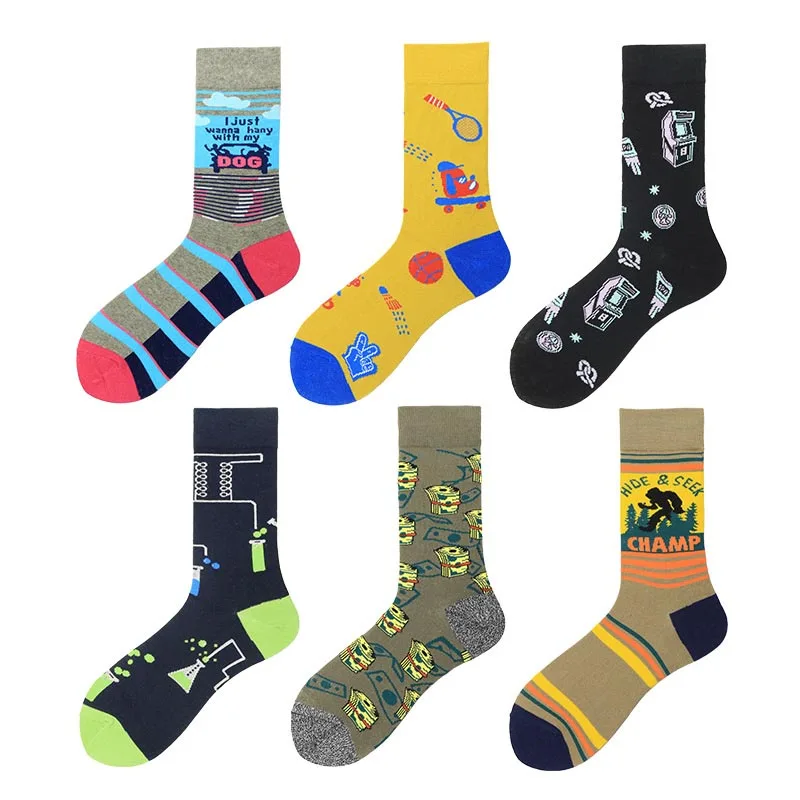 Носки мужские с абстрактным дизайном креативные уличные цветные Смешные для