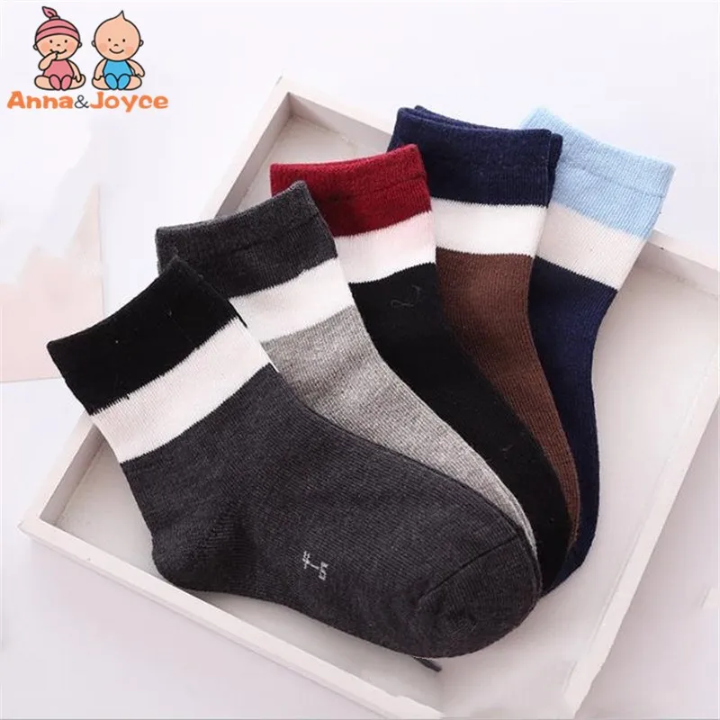 5 парт/Лот Детские носки из чистого хлопка детские однотонные в полоску для
