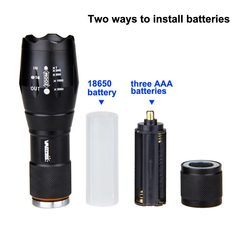 VastFire 3 Light color 350 Lumens Zoomable Focus LED Tactical Flashlight Hunt Torch | Лампы и освещение
