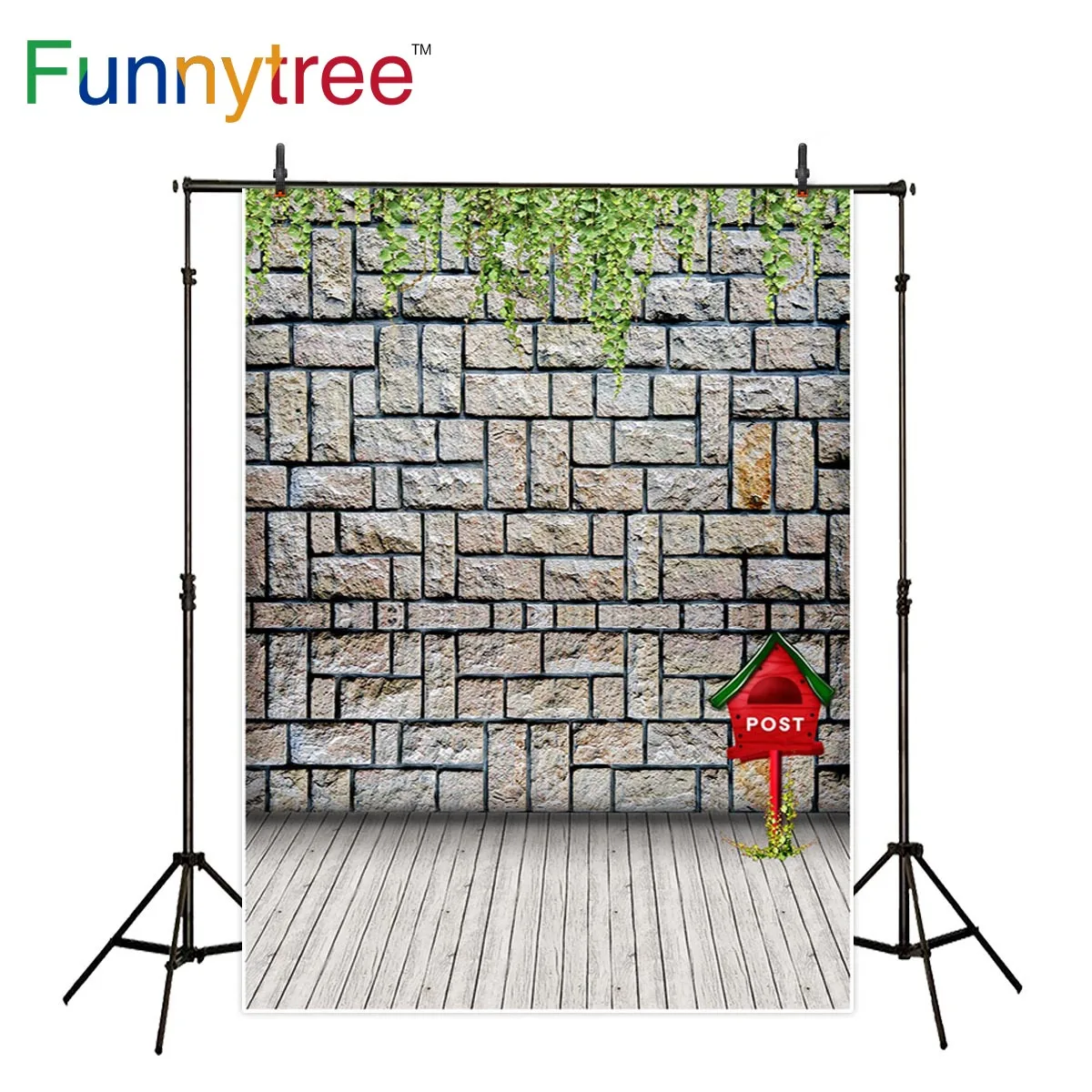 Фон для фотосъемки Funnytree postbox brick wood floor bush свадебный фон Фотофон фотостудии|Фон